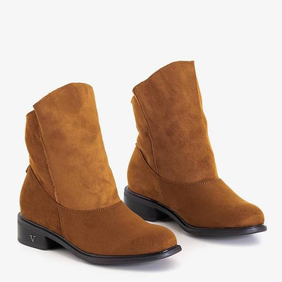 OUTLET Cizme cu toc plat maro Himalia - Încălțăminte