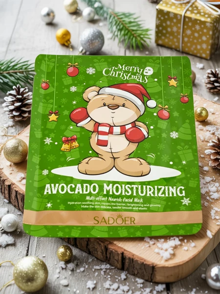 Mască de față tip șervețel de Crăciun cu avocado - hidratantă