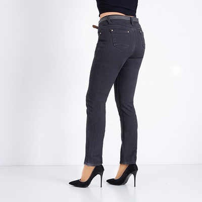 Pantaloni din velur gri cu centură căptușită - Îmbrăcăminte