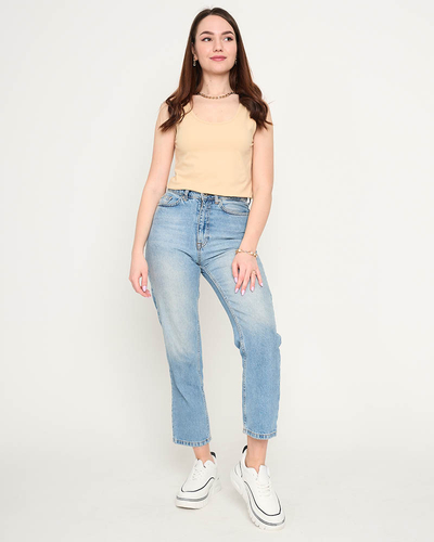 Tricou de damă bej cu bretele PLUS SIZE - Îmbrăcăminte