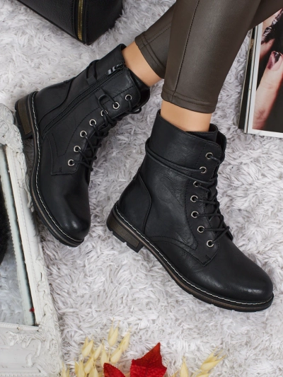 Botine Dama Luna Negre Sintetice Casual de Toamnă