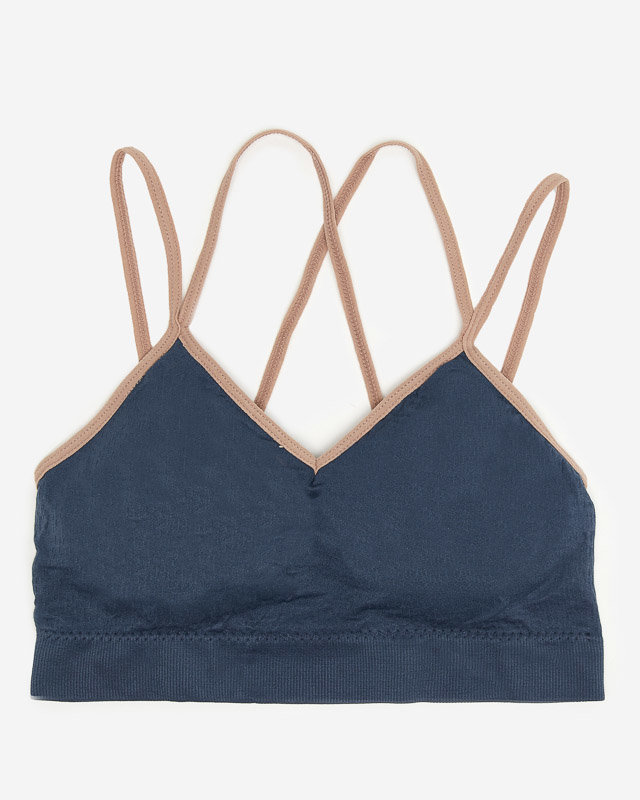 Sutien sport pentru femei albastru bleumarin cu bretele subțiri - Lenjerie intima