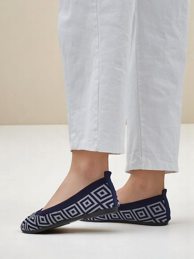 Royalfashion Balerini de damă din material textil cu imprimeu geometric Metric
