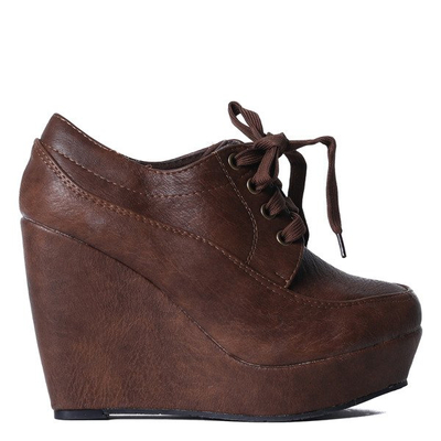 Półbuty na koturnie w kolorze khaki - Obuwie