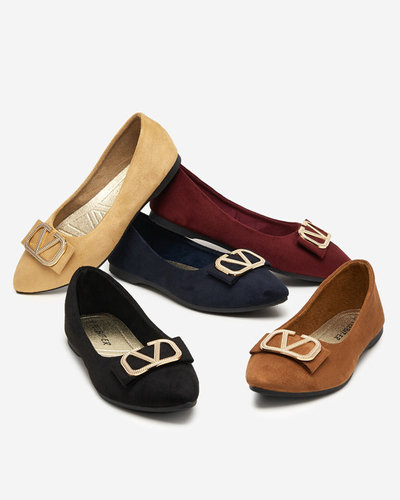 OUTLET Balerini de dama bej cu ornament pe varf Cavo - Pantofi