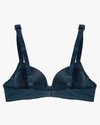 Royalfashion Sutien push-up uni albastru marin cu bretele decorate