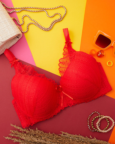 Sutien de damă roșu din dantelă - Lenjerie intima