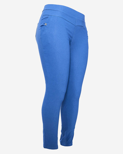 Pantaloni teggings albastru pentru femei PLUS SIZE- Îmbrăcăminte