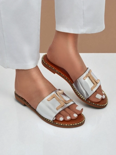 Royalfashion Papuci de damă din piele ecologică cu decor Gildra