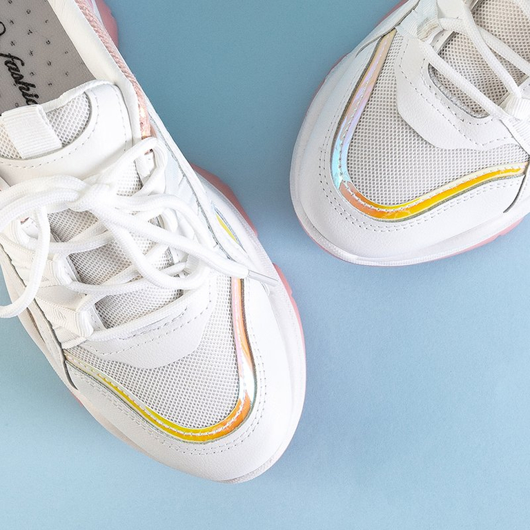 Încălțăminte sport pentru femei Grumlat, albă și roz - Încălțăminte