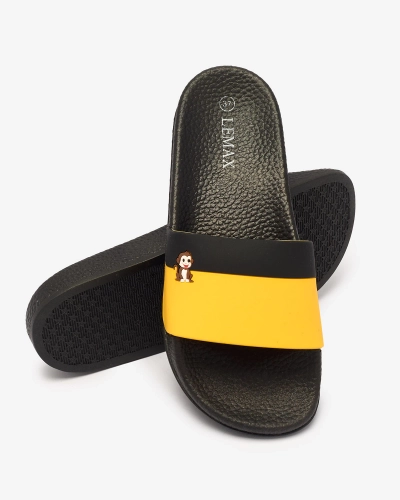 Royalfashion Șlapi de cauciuc galben și negru pentru femei Lierigs