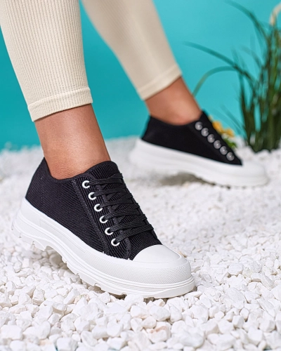 Royalfashion Negru adidași cu platformă pentru femei Spollero