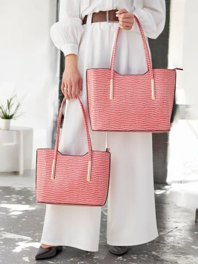 Royalfashion Geantă de mână din piele ecologică dublă cu embossing