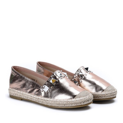 OUTLET Espadrile cu știfturi din aur roz Norah - Încălțăminte
