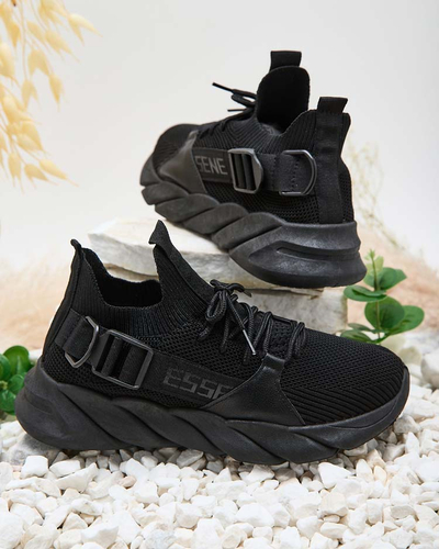Esmeralda Sneakers Negri cu Toc Plat