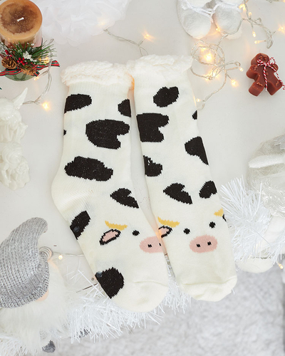 Royalfashion Șosete cu petice bej încălzite pentru femei