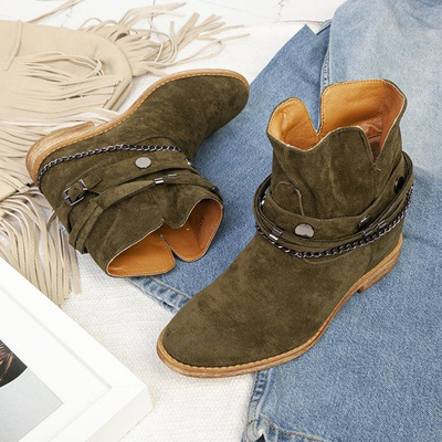 Cizme de cowboy verzi pe o pană de interior Salem - Încălțăminte