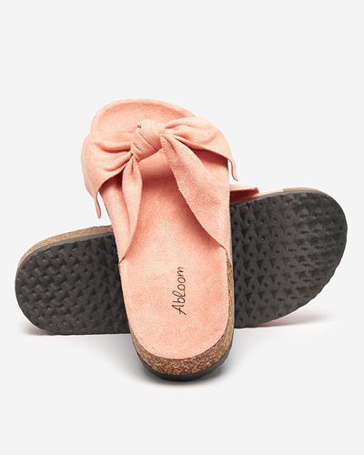 OUTLET Papuci roz cu fundita Montiana - Pantofi