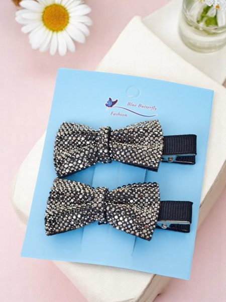 Royalfashion Set de 2 agrafe de păr cu fundițe și strasuri Isadora