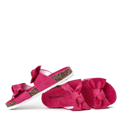 Fuksjowe klapki z kokardką Marecia - Obuwie