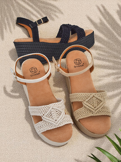 Royalfashion Sandale cu platformă pentru femei împletite Sunny Day