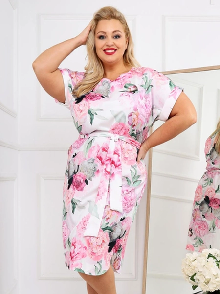 Rochie de lungime până la genunchi pentru femei Royalfashion, cu mâneci scurte și fundă în formă de trandafir