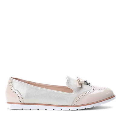 Beżowe mokasyny z cyrkonią Louise - Obuwie