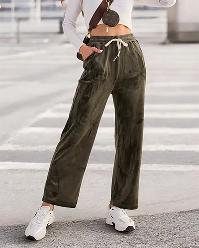 Royalfashion Pantaloni de trening pentru femei a'la velour