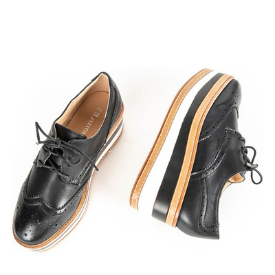 Czarne oxfordy na wysokiej platformie Waleriana - Obuwie