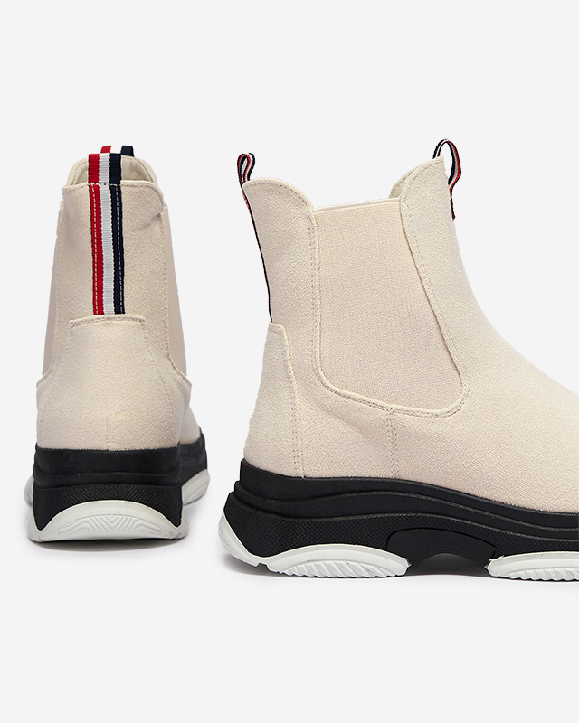 Cizme de damă din piele ecologică izolată de culoare bej Ducti- încălțăminte