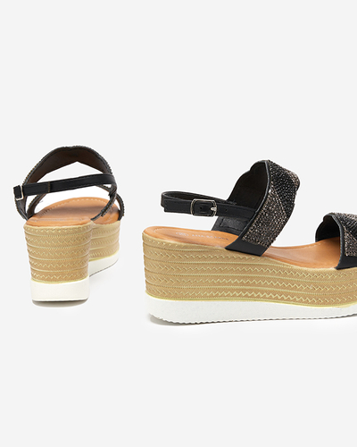 Sandale de dama negre cu zirconiu cubic Acroq - Pantofi