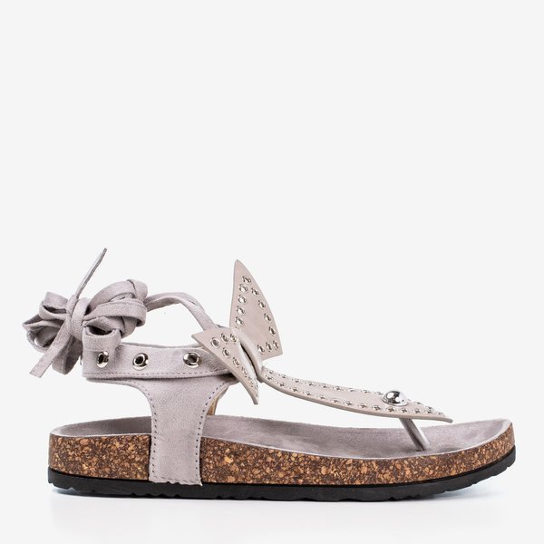 OUTLET Sandale Celione gri deschis legate - Încălțăminte