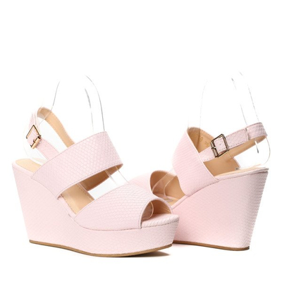 Różowe sandały na koturnie Aiyana- Obuwie