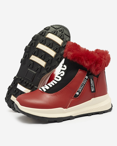 Cizme izolate roșii pentru femei cu blană Scherr- Footwear