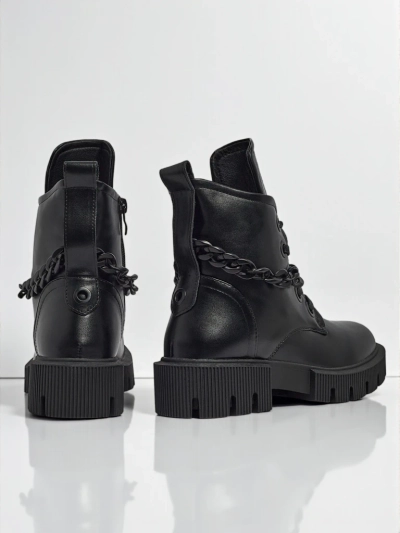 Botine de damă Anviq din piele ecologică cu șireturi