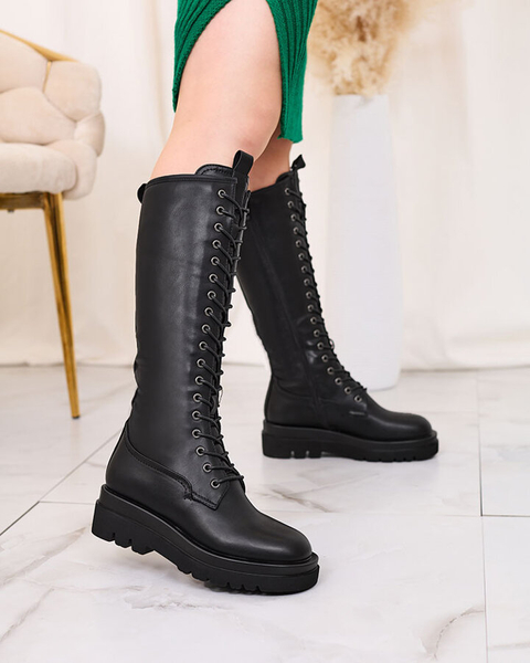 Royalfashion Cizme de damă cu șiret negru Decovbo