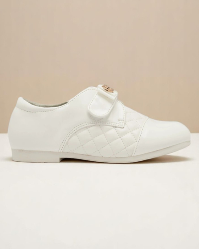 Pantofi pentru fete din piele ecologică matlasată albă Mawert- Footwear