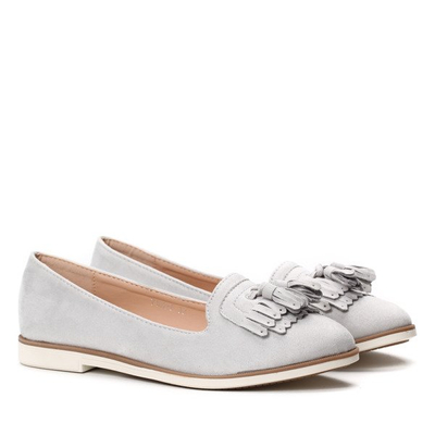 Szare mokasyny z frędzlami Fritza- Obuwie 