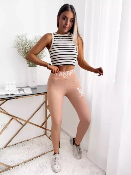 Jambiere de damă pudrate cu nervuri cu inscripții - Îmbrăcăminte