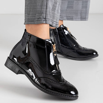 Încălțăminte lăcuită neagră Sarande - încălțăminte
