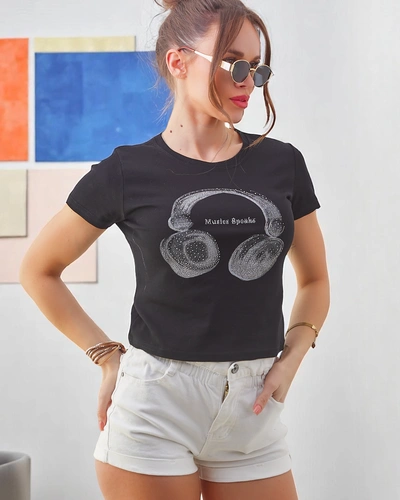 Royalfashion Tricou din bumbac pentru femei cu imprimeu Music Speaking