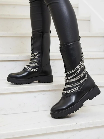Royalfashion Cizme bagger de damă în negru Goserre