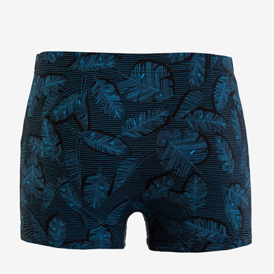Pantaloni scurți de bărbați negri cu modele turcoaz - Lenjerie intimă