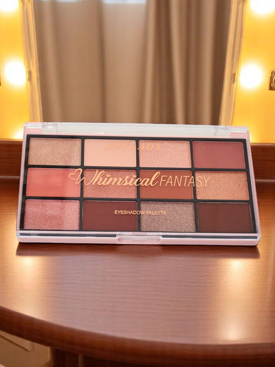 ANYLADY Paletă cu 12 farduri de pleoape cu finisaje sclipitoare și mate Champagne Ruby Glamour