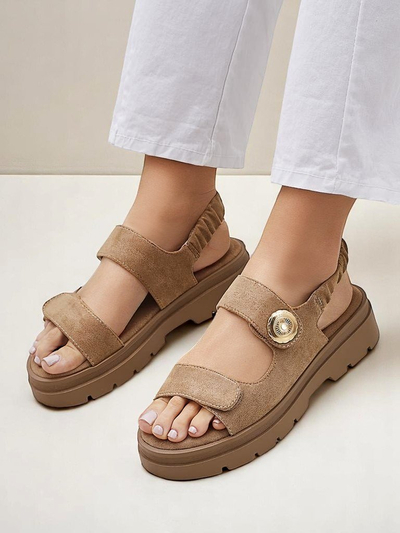 Sandal dam Royalfashion Callisto mawon kwi ekolojik platfòm