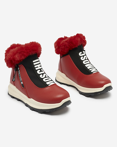 Cizme izolate roșii pentru femei cu blană Scherr- Footwear