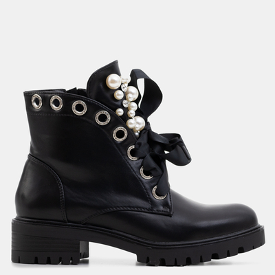 Cizme dama negre cu perle Dwin- Încălțăminte