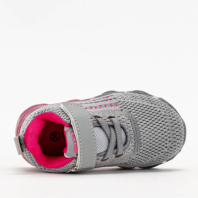 Pantofi sport gri pentru copii cu elemente roz Dons - Incaltaminte