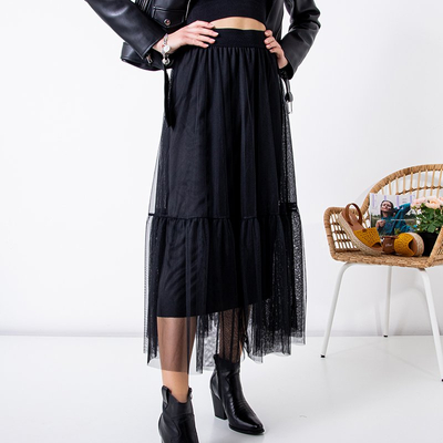 Fustă neagră pentru femei cu tul - Îmbrăcăminte
