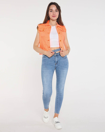 Vestă din denim portocaliu pentru femei - Îmbrăcăminte